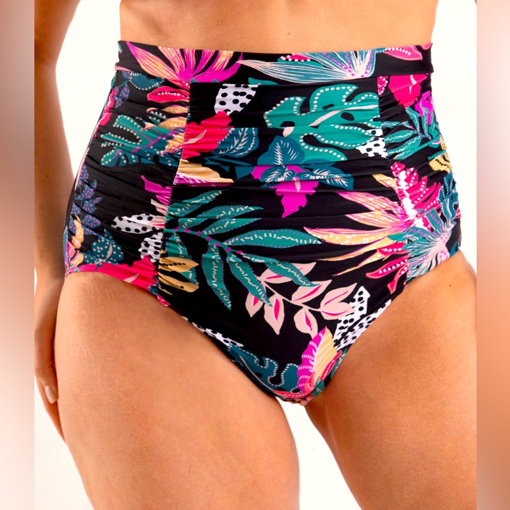 Shapermint Swimsuit Tropical High Waisted Bikini Bottom NEW